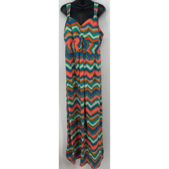 Allison Brittney Maxi Dress Plus Size 3X Multi Chevron Striped Twist Women New - Picture 1 of 7
